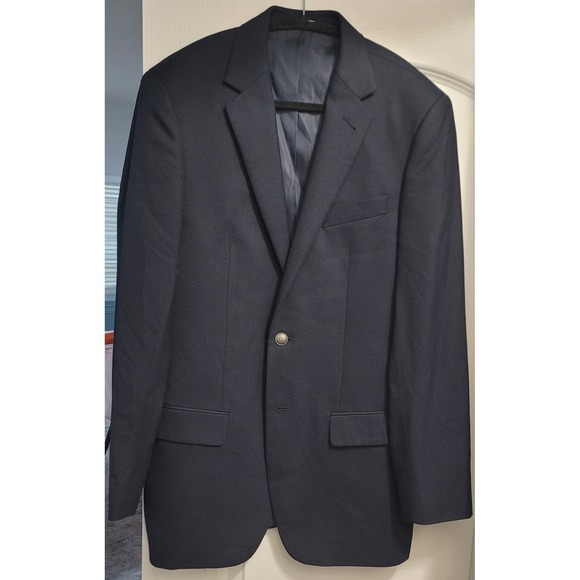 Joseph Abboud Heritage Men's Navy Blue Reda Fabric 2 Button Blazer Size 38 Long